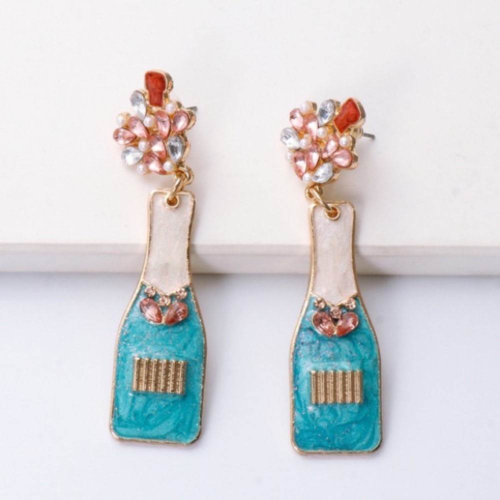 Smell the Flowers Blue Dangling Earrings